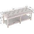 thumbnail image 4 of CHYTGBV Farmhouse  Bench French Rustic Entryway Ottoman with Black Frame  Upholstered Fabric Tufted End of Bed with Rack for Bedroom Living Room Hallway  Grey, 4 of 7