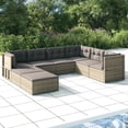 thumbnail image 1 of vidaXL 8 Piece Garden Lounge Set with Cushions Grey Poly Rattan, 1 of 5