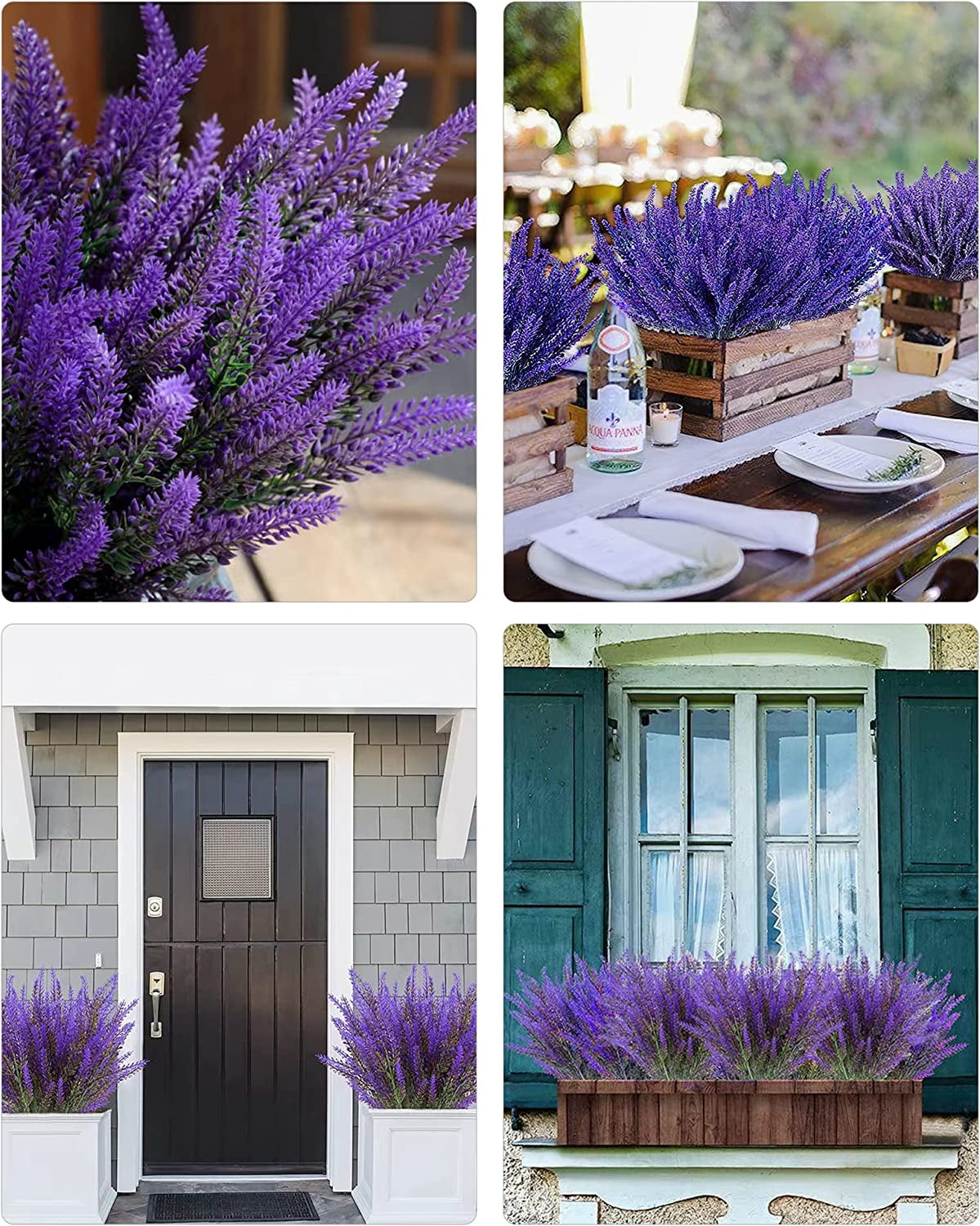 10 Bundles Artificial Lavender Flowers Artificial Flowers and Plants UV Resistant Plastic Outdoor Indoor Purple Fake for Home Decor Spring Garden Farmhouse Porch Pot Window Box Wedding Home