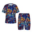 thumbnail image 1 of Balery Colorful Fall Leaves Conjunto de Pijama Infantil de Manga Corta con Estampado – Ropa de Dormir de Algodón Suave-Large, 1 of 6