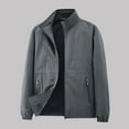 thumbnail image 3 of ZCFZJW Mens Lightweight Windbreaker Full Zip Up Long Sleeve Stand Collar Jackets Light Casual Fall Outwear Coat with Zipper Pockets Gray XXL, 3 of 10