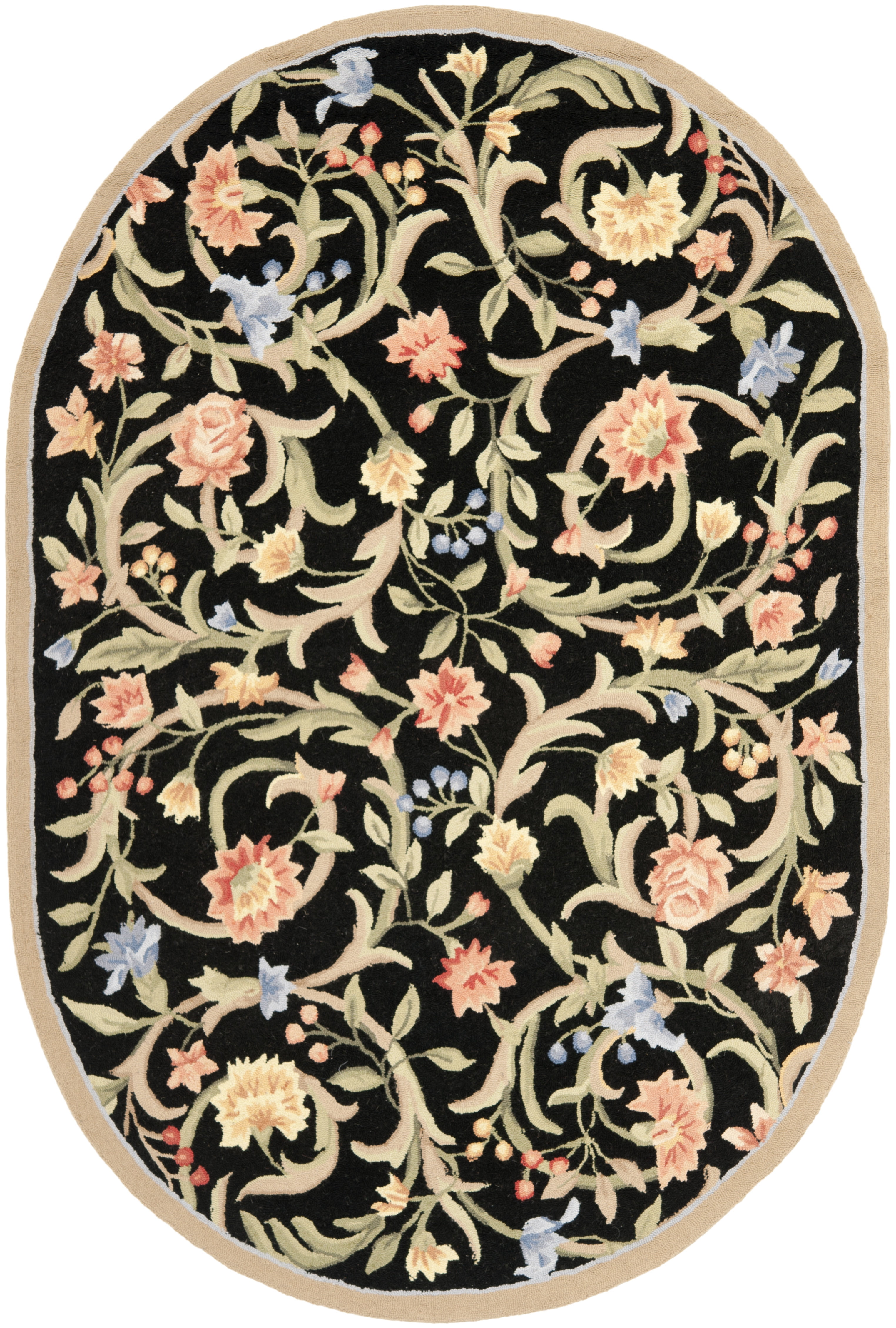 Safavieh Chelsea Baxter Bordered Wool Area Rug, Black, 3' x 5' Oval