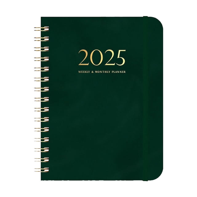 Weekly and Monthly Academic Planner, Daily Planner Calendar Planner, Pocket Folder High Quality Notebook Writing Book Note Books Journal for Schools Business Work Travel Writing, Green
