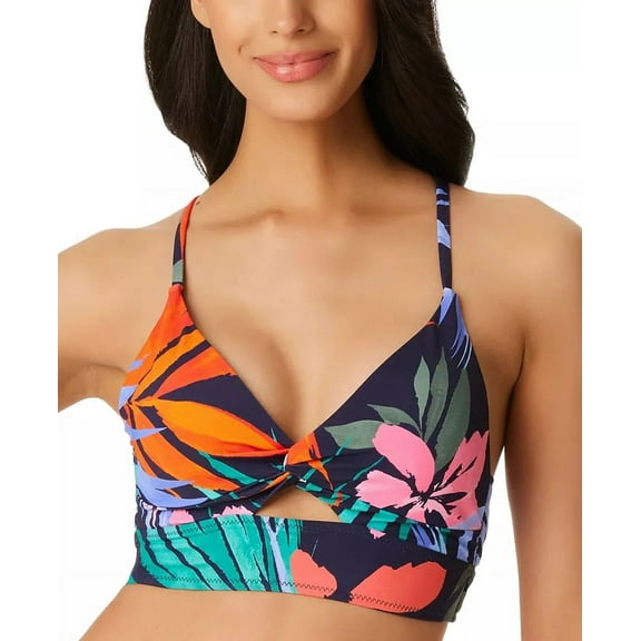 Jessica Simpson MOOD MULTI Island Paradise Twist-Front Bikini Top, US Medium