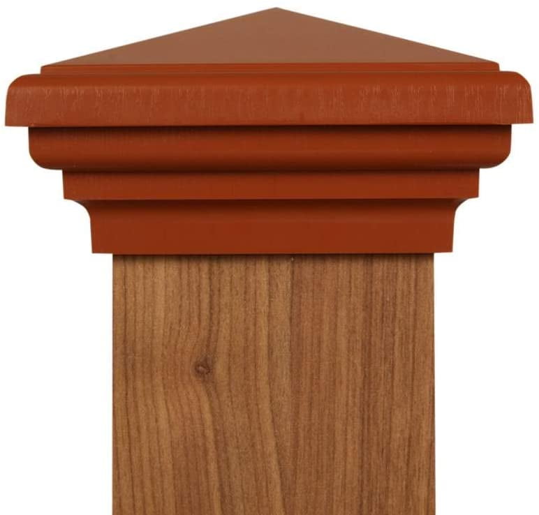 4x4 (nominal) cedar color pyramid post cap