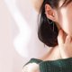 thumbnail image 5 of 925 Sterling Silver Wave Curved Cuff Earrings Wrap Tassel Earrings for Women Teen Girls Dangle Earrings Thread Chain C-Gold -, 5 of 5