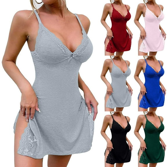 Chroia Women's Lingerie Sexy Nightwear Spaghetti Strap Nightgown Babydoll Chemise