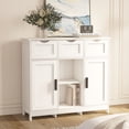 thumbnail image 3 of Storage Cabinets,Wooden Floor Cabinet,with Drawers and Shelves Storage Cabinets,Accent Cabinet for Living Room,Bedroom,Bathroom Furniture Home Decor(White), 3 of 6