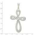 thumbnail image 4 of 925 Sterling Silver Solid Polished Religious Faith Cross Pendant Necklace 67x39mm Wide Pendant for Women, 4 of 4