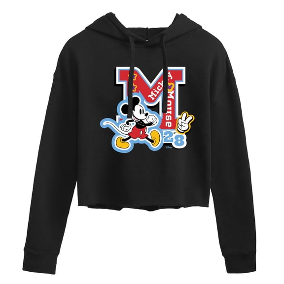 Disney - Mickey Mouse - Stitched Patches for Teammates - Juniors Cropped Pullover Hoodie