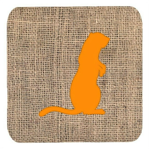 Meerkat Burlap And Orange Foam Coasters - Set 4, 3.5 x 3.5 In.