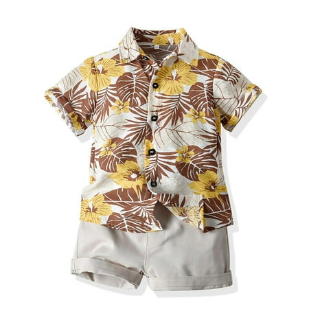 

Peyan Toddler Baby Boy Shirt Shorts Outfit Sets Hawaiian Summer Suits 0-5T