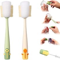5 in 1 Water Bottle Cleaning Brush Set,Multifunctiona Brush and Straw Cleaner,Portable Long Handle Bottles Scrubber for Cup Lids,Hard Bristle Sponge Head Bottle Brushes (Green and White)