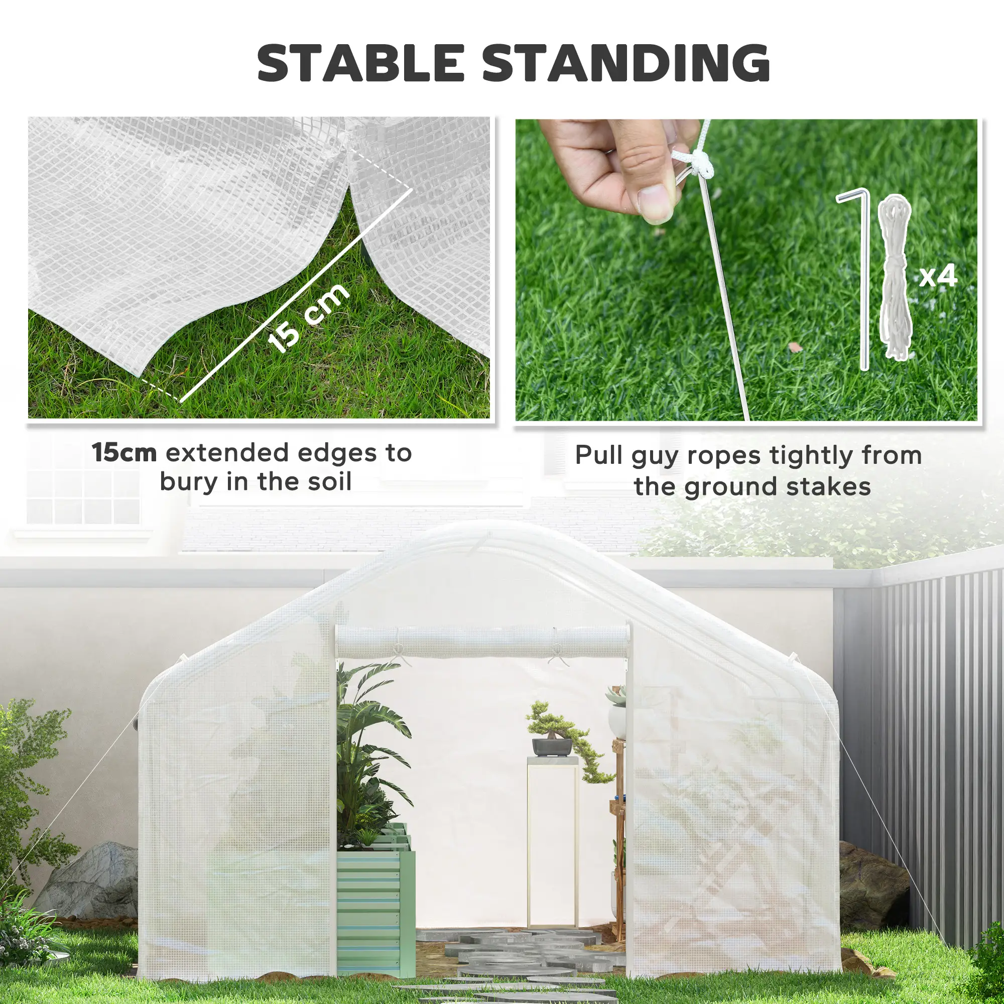 Greenhouse with Upgraded Galvanized Steel Frame and Large Windows, 13' x 10' x 6.5'