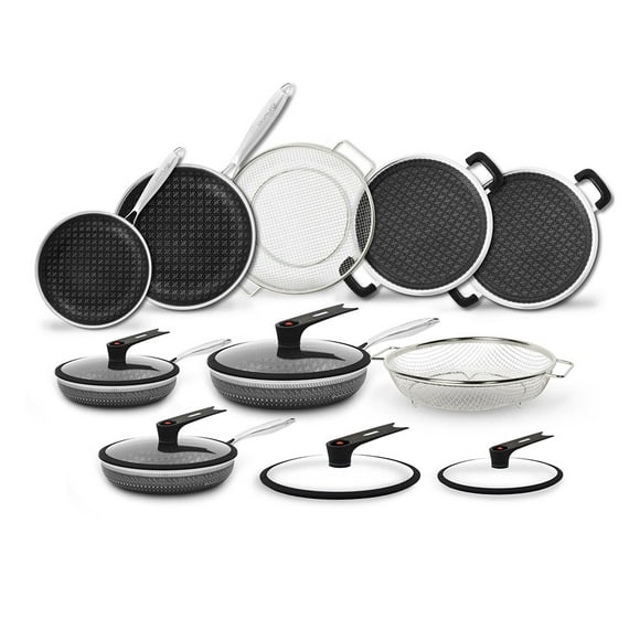 Bateria de Cocina Flavor Stone Flavortone Samurai Mega Set 14 piezas Acero Inoxidable Antiadherente Negro