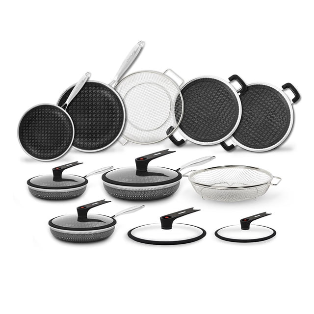 Bateria de Cocina Flavor Stone Flavortone Samurai Mega Set 14 piezas Acero Inoxidable Antiadherente Negro