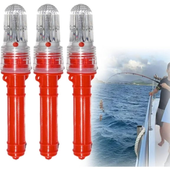 KRONDO 3 Pcs Boat Flares, Electronic Boat Flares Coast Guard Approved Marine, Waterproof Boa-t Safety Kit Emergency Signals for Fishing Nets, Buoys, Boats (red)