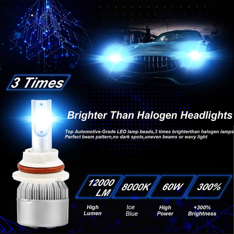 9007 HB5 LED Headlight Bulbs Kit High Low Beam 8000K Super White Bright 36000LM 9007 HB5 LED Headlight Bulbs Kit High Low Beam 8000K Super White Bright 36000LM