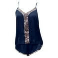 thumbnail image 4 of Wang6 Womens Satin Silk Cami Pajama Sets 2 Piece Pjs Set Soft Spaghetti Strap Tank Top Shorts Camisole V Neck Leopard Printed Lounge Sleepwear Sets Navy S, 4 of 4