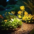 thumbnail image 4 of Yellow Plastic Solar Simulation Rose Light Garden Stake Outdoor Decor 2Pcs 29.53X7.87 Inch Yellow, 4 of 7