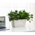 thumbnail image 3 of Macetas rectangulares de plástico con riego automático de 40 cm, macetas decorativas modernas para todas las plantas, flores, hierbas, color beige, juego de 2, 3 of 5