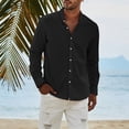 thumbnail image 4 of Men's Fashion Long Sleeve Solid Colour Casual T Shirt Button Regular Fit Shirt Top 2XL, 4 of 4