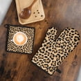 thumbnail image 5 of Beige and Black Of Leopard Print Kitchen Oven Mitt and Pot Holder Sets 2 Pcs for Baking, Cooking and Grilling, Heat Resistant Up To 392 °F, 5 of 7