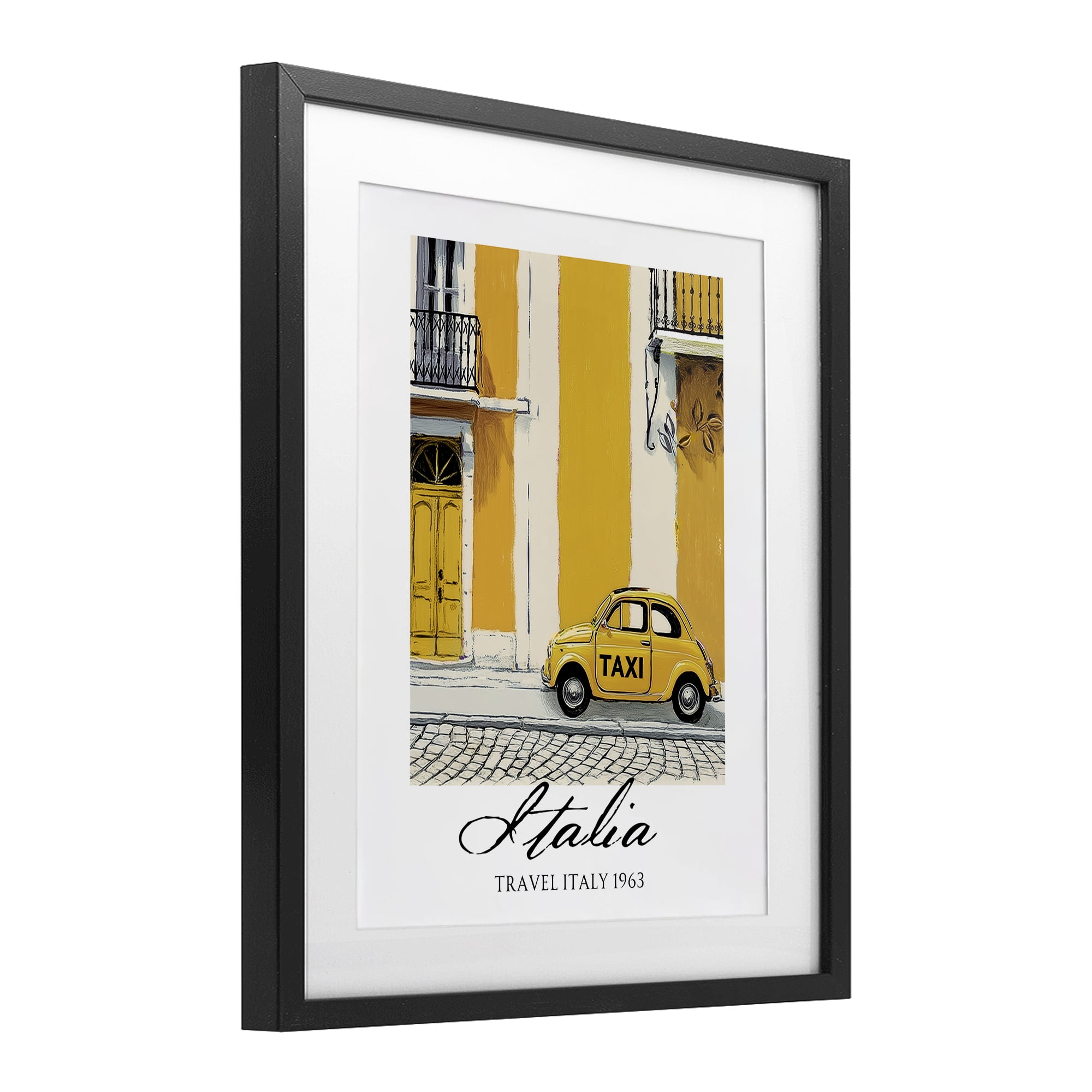 Stupell Industries Travel Italia Taxi Black Framed Print Under Glass, design by Annabelle Hall