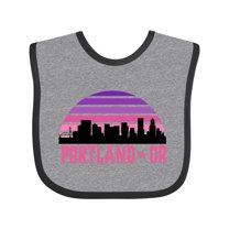 Inktastic Portland Oregon Retro Sunset Skyline Girls Baby Bib