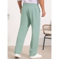 thumbnail image 3 of DARING DIVA Men's Beach Pants Drawstring Waist Breathable Summer Linen Pants 32 Green, 3 of 6