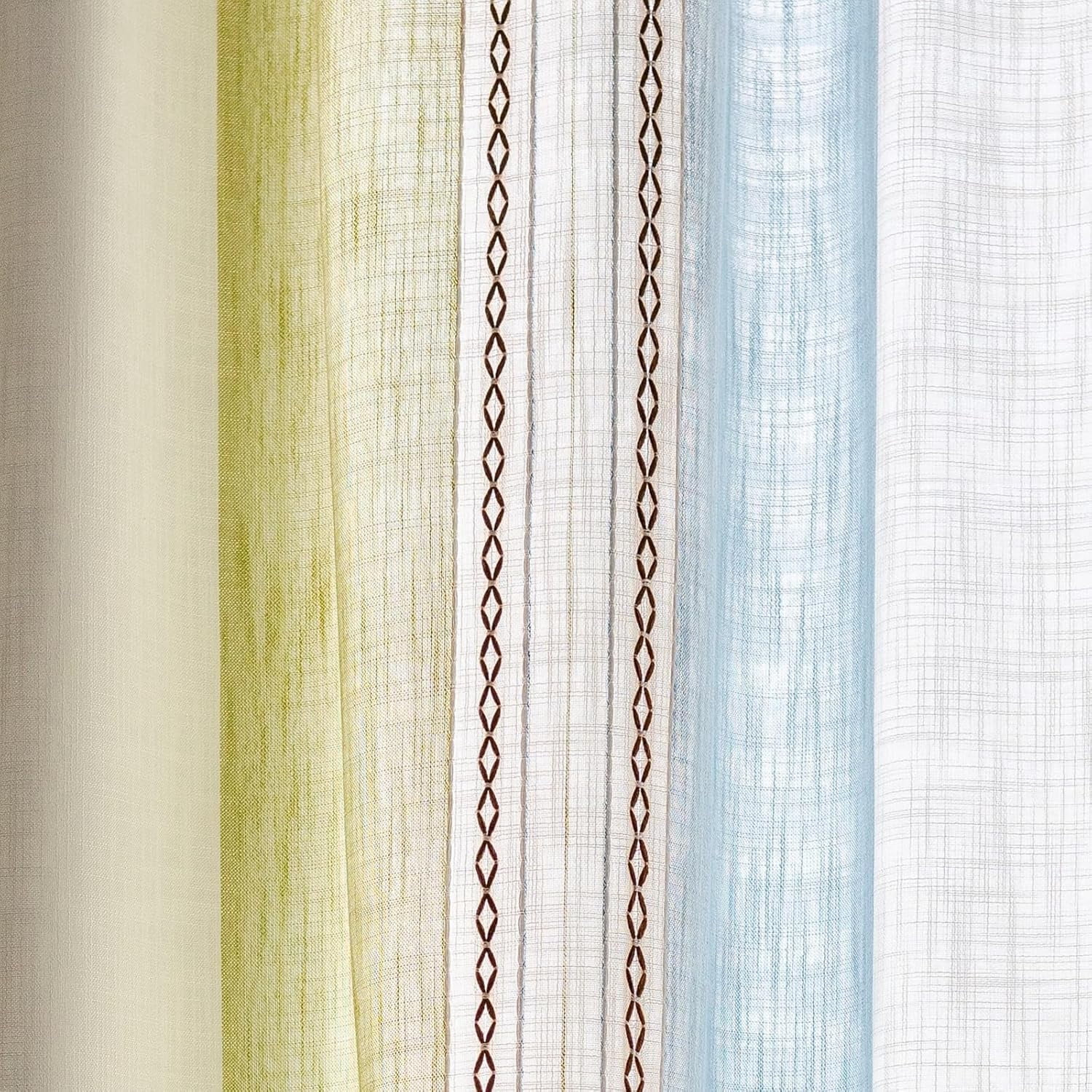 AIGIA Boho Linen Curtains for Bedroom Living Room Semi Blackout Farmhouse Tassels Bohemian Embroidery Drape Rod Pocket 1 Panel