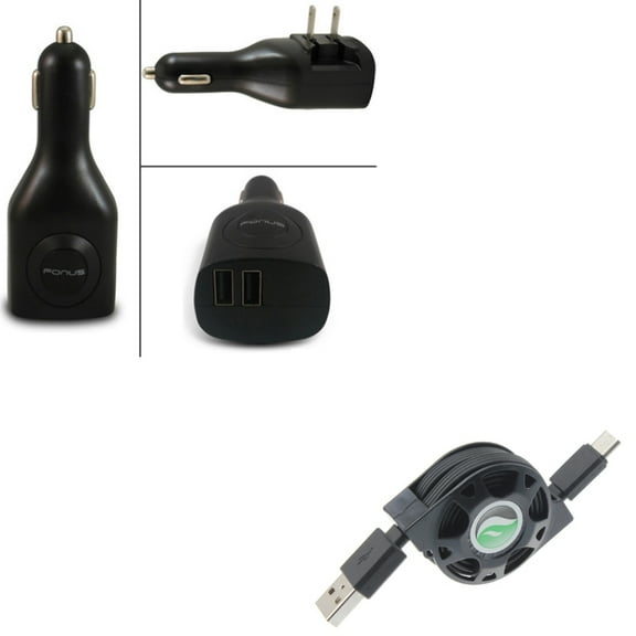 USB Cable   Car Home Charger for Motorola One 5G Ace Phone - Retractable Type-C Charger Power and 2-Port USB 2-in-1 Power Adapter Combo for Motorola One 5G Ace (2021)