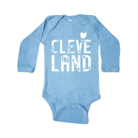 

Inktastic Cleveland Ohio Distressed Font Gift Baby Boy or Baby Girl Long Sleeve Bodysuit