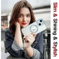 thumbnail image 6 of Luxury Magnetic Clear for iPhone 14 Case [Never Yellow] Plating Gold Bumper Shockproof Protective Slim Phone Case Compatible with MagSafe for Women Girls Men-Blue, 6 of 11
