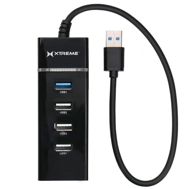 Hub Xtreme USB 3.0 de alta velocidad de 4 puertos para computadoras portátiles y de escritorio