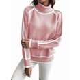 thumbnail image 3 of Fall Sweaters for Women Trendy Cute Cozy - Long Sleeve Colorblock Knitted Pullover Tops Pink M, 3 of 10