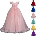 thumbnail image 6 of ZACPNCV Girls Princess Dress Puffy Sleeve Tulle Dress Wedding Pageant Party Prom Formal Ball Gown Green 7-8 Years, 6 of 6