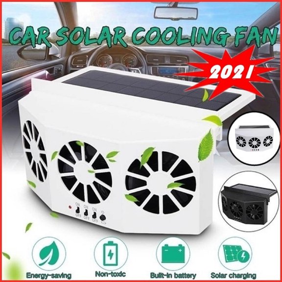 Nsxcdh Solar Car Exhaust Fan Ventilation System Triple Motor Dashboard Window Heat Reduction Air Circulation Battery Assist