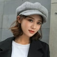 thumbnail image 2 of SikaFu Women Men Wool Felt Berets High Quality Autumn Winter Hat Thick Warm Unisex Octagonal Newsboy Cap Retro Plaid Beret Cap, 2 of 6