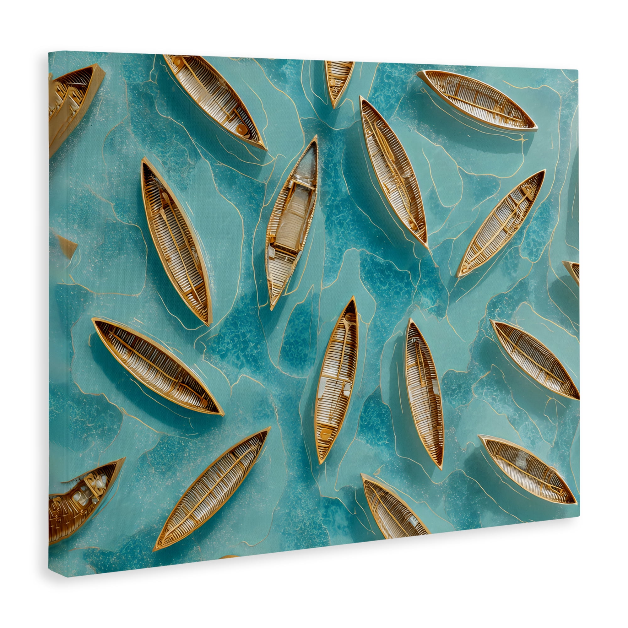 Harmonious Canoes on Water Canvas Wall Art, design by Franklyn Gregory