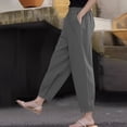 thumbnail image 5 of Laqbezok Women's Cotton Linen Pants, High Waist Drawstring Casual Loose Tapered Trousers with Side Pockets for Summer Beach Travel Vacation, 5 of 8