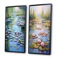 thumbnail image 3 of Designart "Tranquil Lake Serenity Pink Water Lilies in Bloom I" Lakehouse Framed Wall Art Set Of 2 - Lake House Green Framed Canvas Set For Living Room Decor, 3 of 6