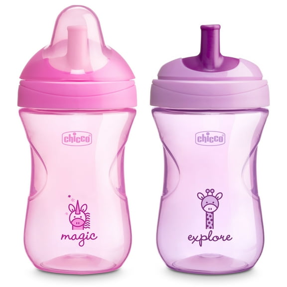 Chicco 9oz. Sport Spout Trainer Sippy Cup, 9m , 2-Pack - Pink/Purple, New