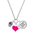 thumbnail image 1 of Delight Jewelry Silvertone Large Bullets Spacer Spinner - Hot Pink Heart Nurse Strong Zoe Necklace, 1 of 4