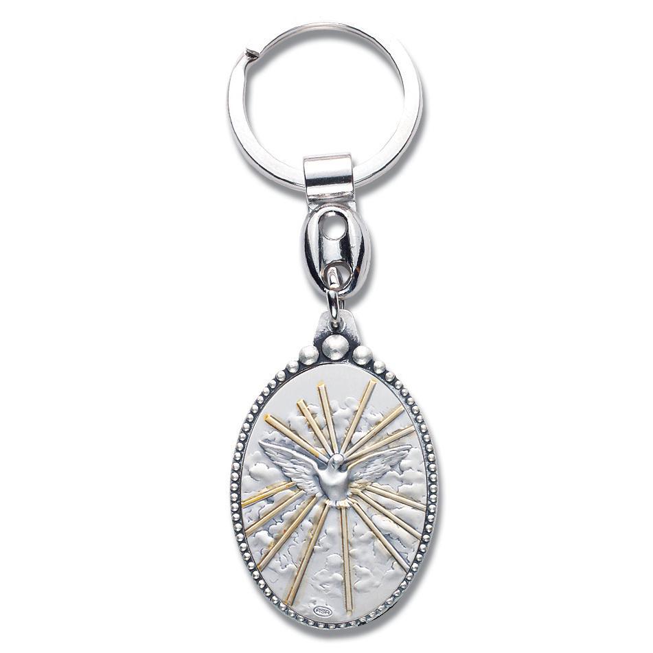 HMH Sterling Silver Key Chain with Holy Spirit Made in USA