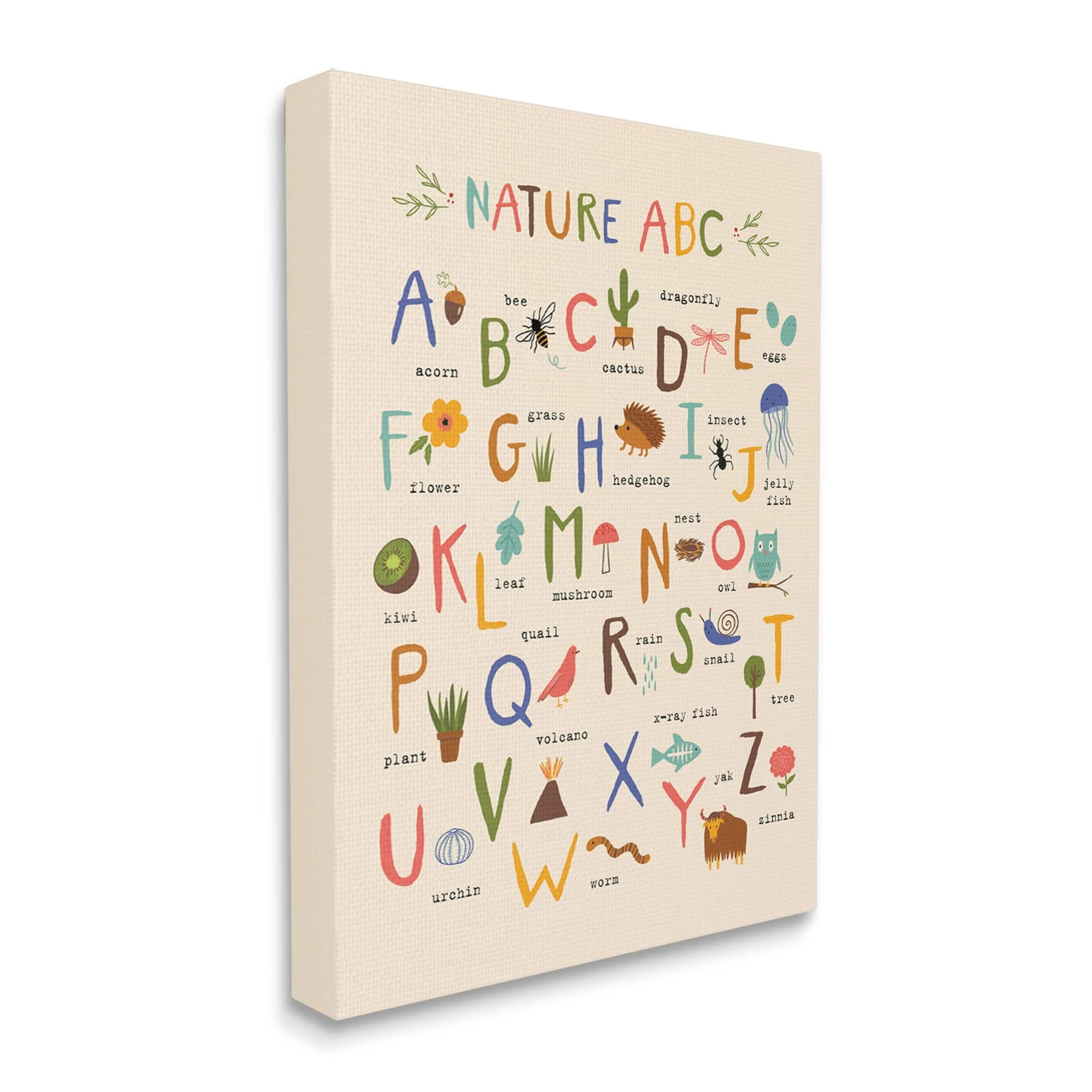 Stupell Industries Children's Nature ABC Diagram Adorable Animal Illustrations, 24 x 30,Design by Nina Seven