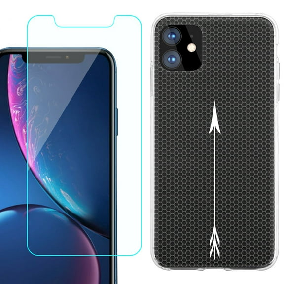 For Apple iPhone 11 Case , Slim-Fit TPU Protective Phone Case with Tempered Glass Screen Protector, by OneToughShield ® - Arrow