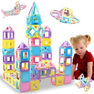 Magnetic Blocks 40PCS Upgrade Magnetic Building Blocks Magnetic Tiles 3D Magnetic Toys Educational STEM Toys Tiles Set Castle Toys