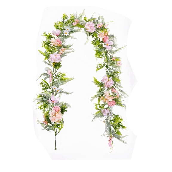 Artificial Floral Vine Garland Spring & Easter Decorations, 68" Bendable Plastic Flower Rattan with Pastel Blooms for Front Door, Mantel & Indoor/Outdoor Decor