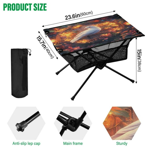 BZSMCE Camping Tables Simple Folding Table Dove Of Dreams Pattern Size:23.6*15.7in